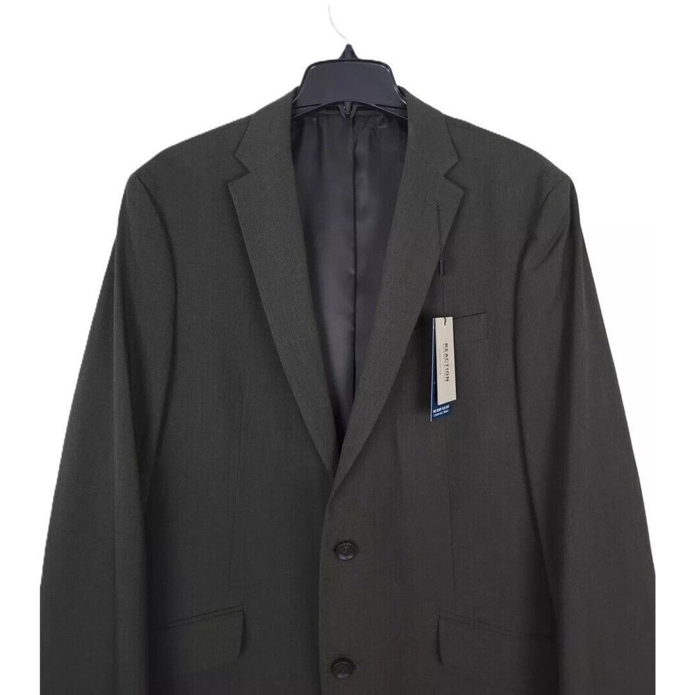 Kenneth Cole Reaction Mens Slim Fit Suit Jacket Blazer 38S Dark Grey Olive Solid - Picture 3 of 8